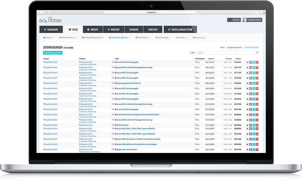 Zeiterfassungen in squibble